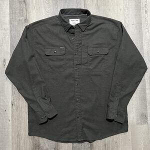 Poncho Shirt Mens Large Dark Gray Solid Magnetic 3 Pocket Stretch Button Up